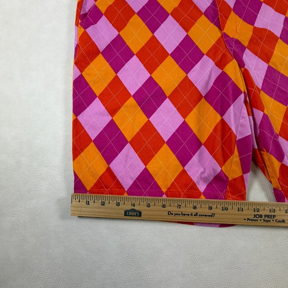 Loudmouth Golf Mens 42 Argyle Shorts Pink Orange Red Diamond Pattern Bold